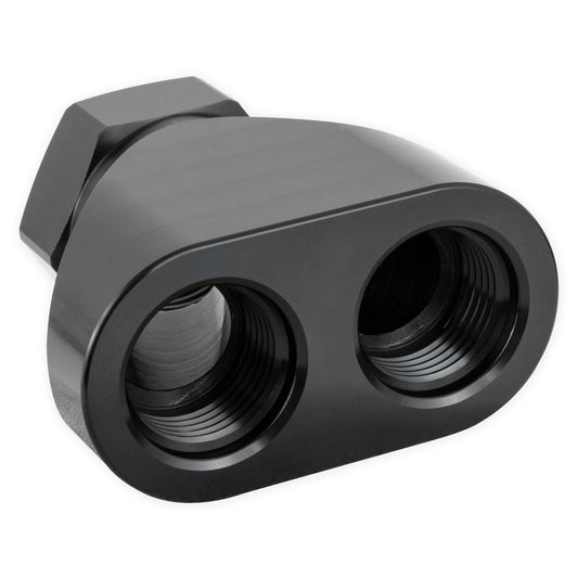Fitting - Y Block - 12 AN Female Inlet - Dual 10 AN Female Outlets - Aluminum - Black Anodized - Each
