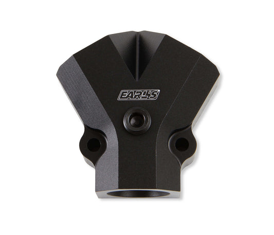 Fitting - Y Block - 1/2 in NPT Female Inlet - Dual 3/8 in NPT Female Outlets - 1/8 in NPT Female Gauge Port - Aluminum - Black Anodized - Each