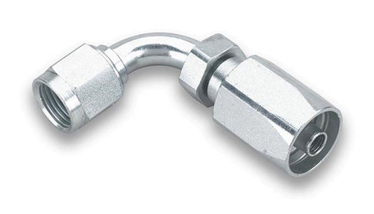 Fitting - Hose End - 90 Degree - 6 AN Hose to 6 AN JIC Female - 9/16-18 Thread - Steel - Natural - Power Steering Systems - Each