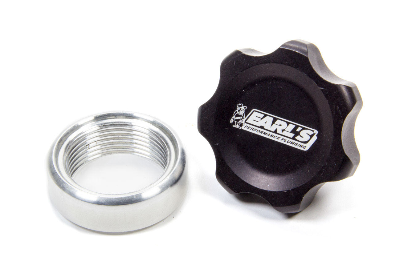 Bung and Cap Kit - 1.380 in OD - Weld-On - Aluminum Bung - Aluminum Threaded Cap - Black Anodized - Kit