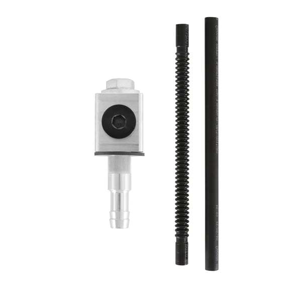 Fuel Return Fitting - Two 6 AN Female Inlets - One 3/8 in Hose Barb - Return Tube Straw / Plug / Hardware Included - Aluminum - Clear Anodized - Each
