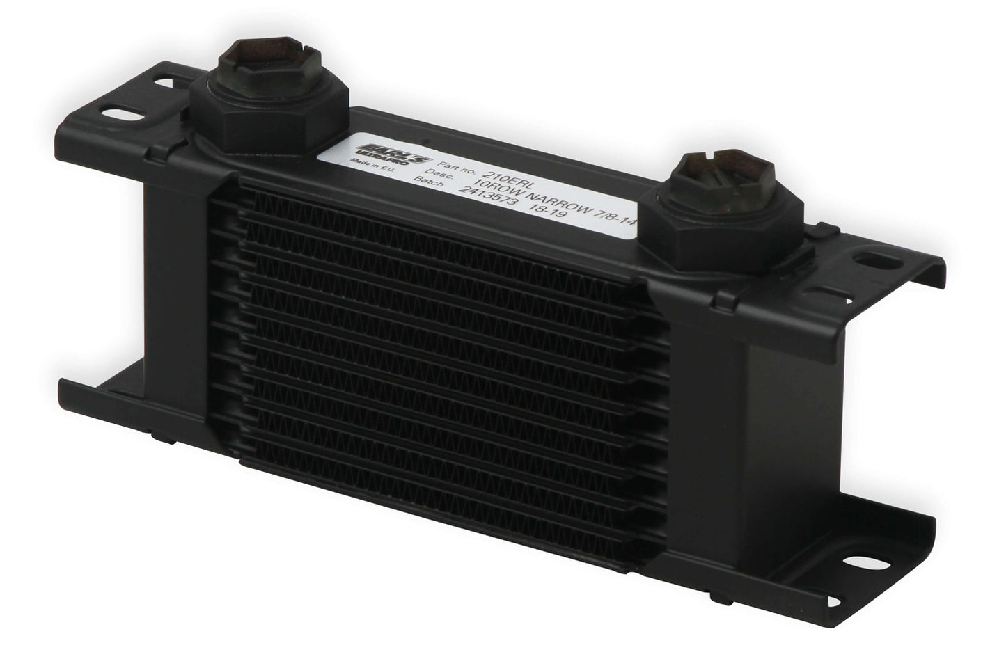 Fluid Cooler - 8.25 x 3 x 2 in - Plate Type - 10 AN Female O-Ring Inlet / Outlet - Aluminum - Black Paint - Universal - Each