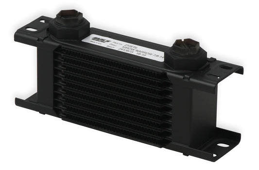 Fluid Cooler - 8.25 x 3 x 2 in - Plate Type - 10 AN Female O-Ring Inlet / Outlet - Aluminum - Black Paint - Universal - Each