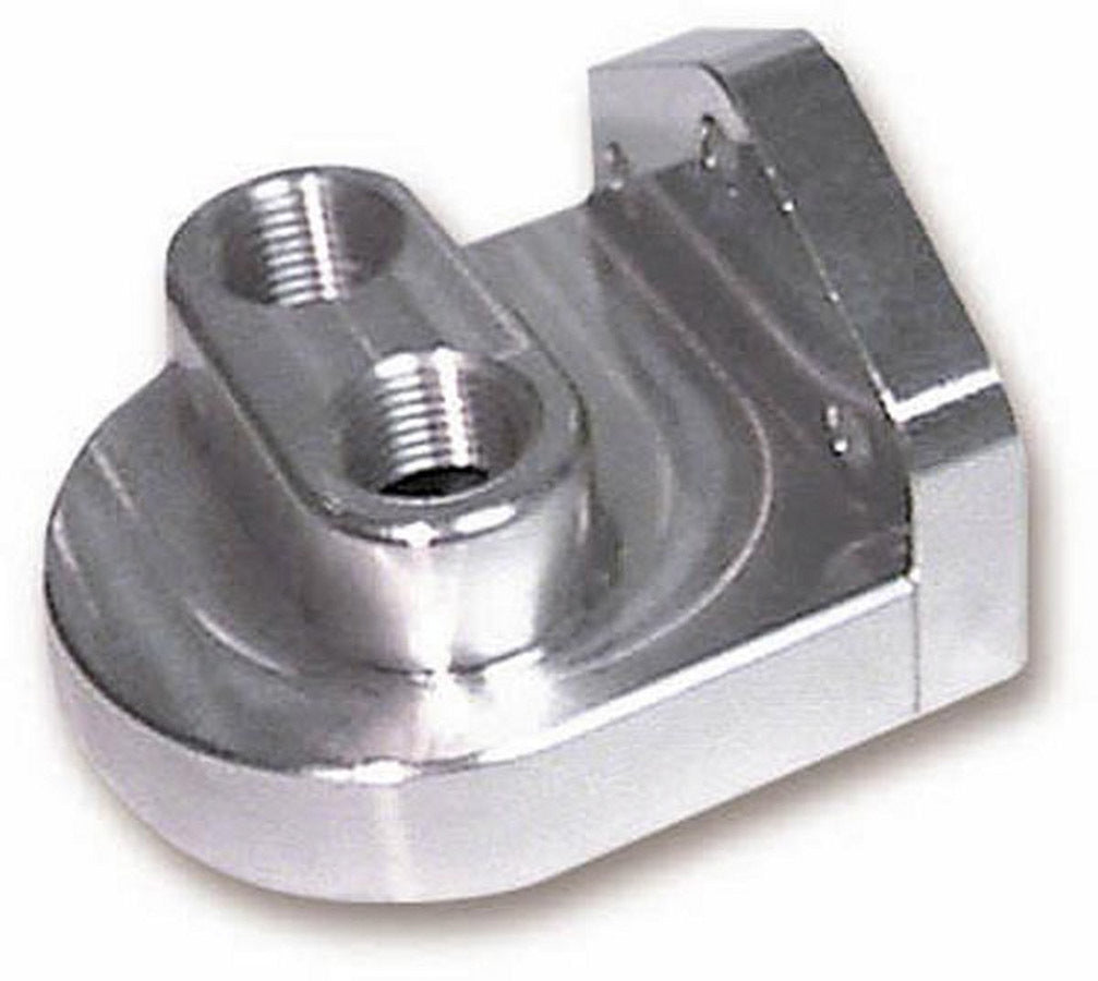 Oil Filter Mount - Flat Mount - Bypass - 1/2 in NPT Female Ports - 3/4-16 Center Thread - Billet Aluminum - Natural - Each