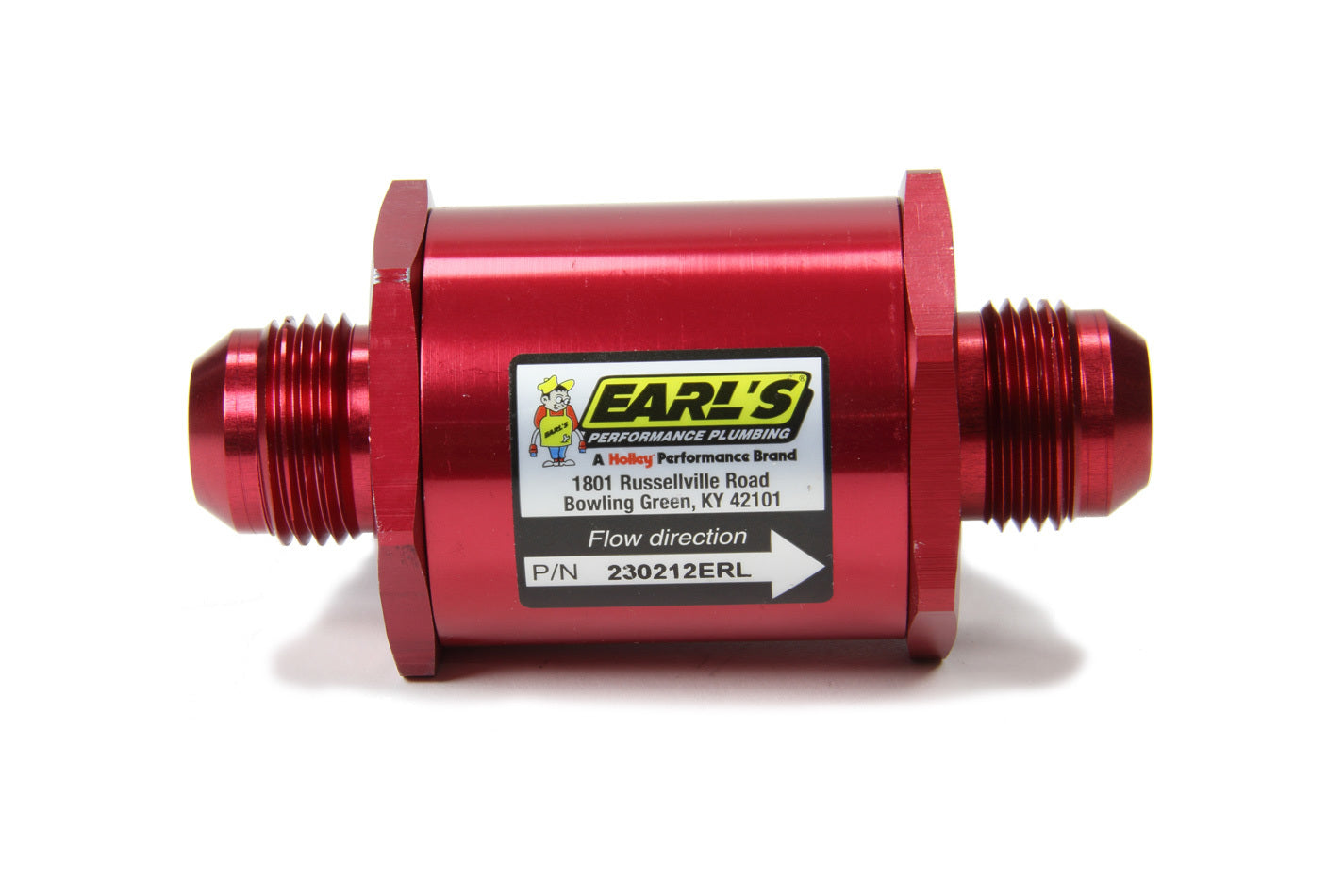 Fuel Filter - In-Line - 85 Micron - Stainless Element - 12 AN Male Inlet - 12 AN Male Outlet - Aluminum - Red Anodized - Each