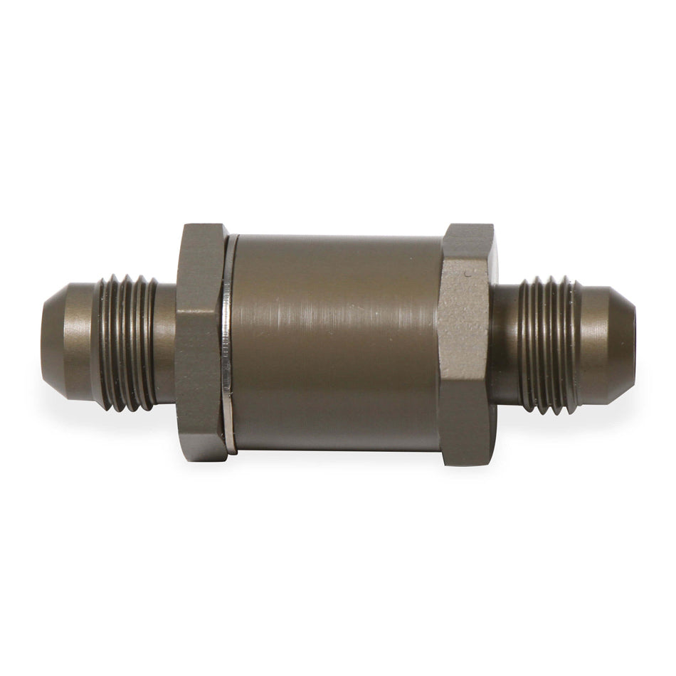 Check Valve - Flapper - 6 AN Male Inlet - 6 AN Male Outlet - 1250 psi Max - Aluminum - Pewter Anodized - Each