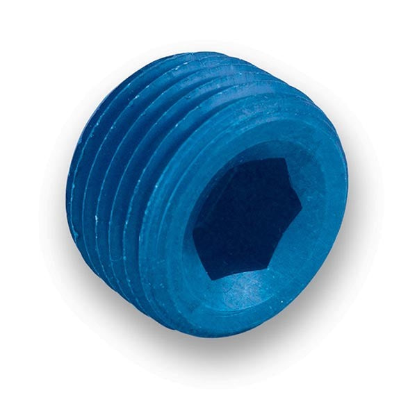Fitting - Plug - 1/8 in NPT - Allen Head - Aluminum - Blue Anodized - Pair
