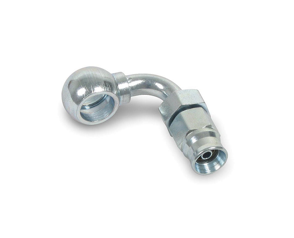 Fitting - Hose End - Banjo - Speed Seal - 90 Degree - Non-Adjustable - Long - 3 AN Hose to 10 mm Banjo - Steel - Natural - Each
