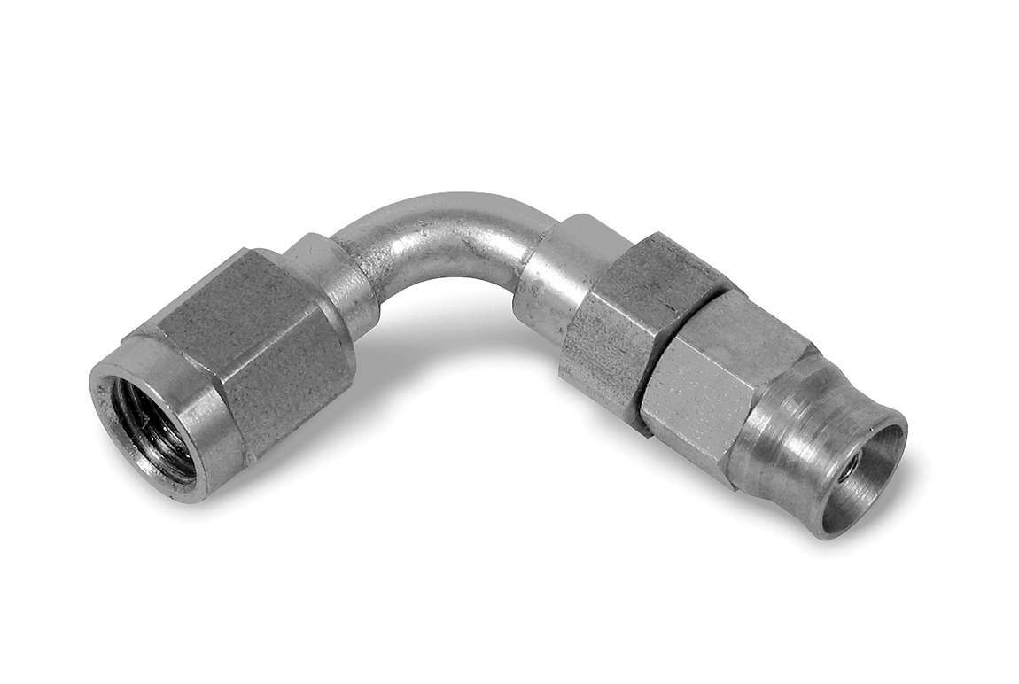 Fitting - Hose End - Speed Seal - 90 Degree - Adjustable - 3 AN Hose to 3 AN Female - Stainless - Natural - Each