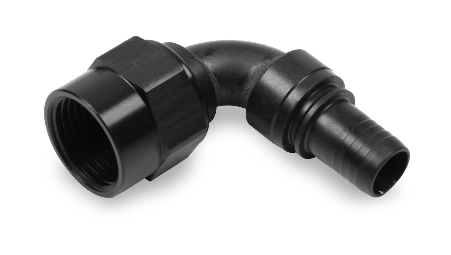 Fitting - Hose End - Ultra-Pro - 90 Degree - 6 AN Hose Barb to 6 AN Female - Aluminum - Black Anodized - Each