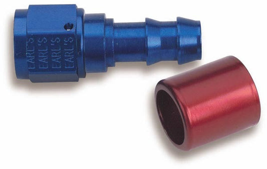 Fitting - Hose End - Super Stock - Straight - 8 AN Hose Crimp to 8 AN Female - Aluminum - Blue / Red Anodized - Each