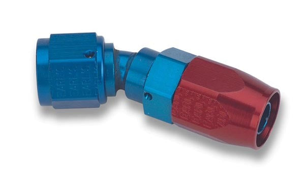 Fitting - Hose End - Swivel-Seal - 30 Degree - 8 AN Hose to 8 AN Female Swivel - Aluminum - Blue / Red Anodized - Each