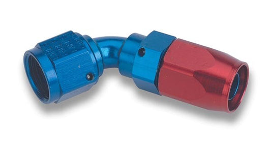 Fitting - Hose End - Swivel-Seal - 60 Degree - 6 AN Hose to 6 AN Female Swivel - Aluminum - Blue / Red Anodized - Each