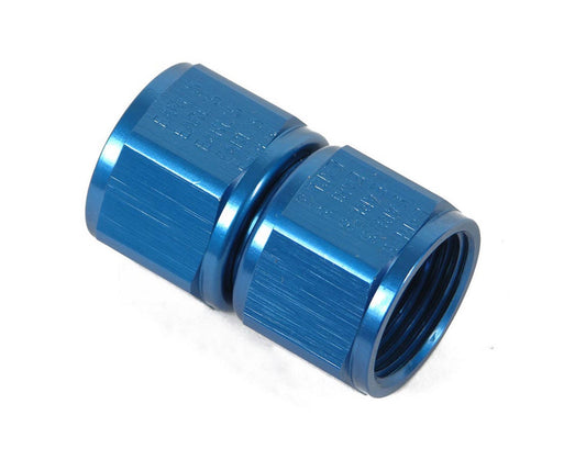Fitting - Adapter - Straight - 6 AN Female Swivel to 6 AN Female Swivel - Aluminum - Blue Anodized - Each