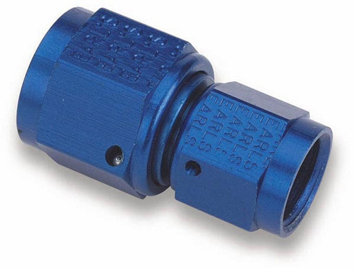 Fitting - Adapter - Straight - 8 AN Female Swivel to 6 AN Female Swivel - Aluminum - Blue Anodized - Each