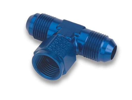Fitting - Adapter Tee - 3 AN Female Swivel x 3 AN Male x 3 AN Male - Aluminum - Blue Anodized - Each