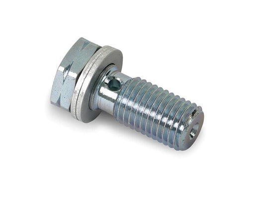 Banjo Bolt - Single Banjo - 10 mm x 1.25 Thread - 0.425 in Banjo Height - Washers Included - Steel - Nickel Plated - Each