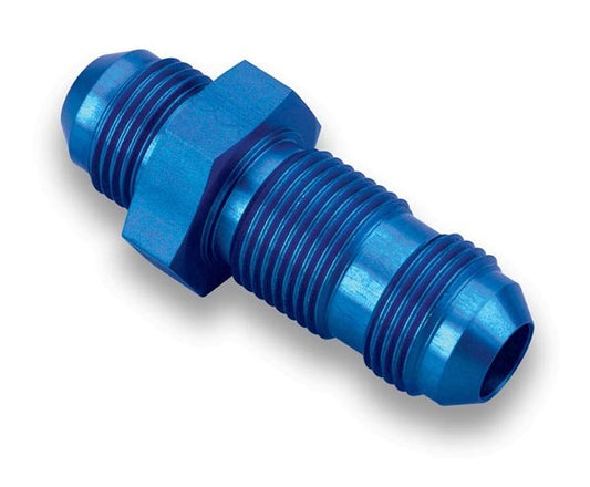 Fitting - Bulkhead - Straight - 4 AN Male to 4 AN Male Bulkhead - Aluminum - Blue Anodized - Each