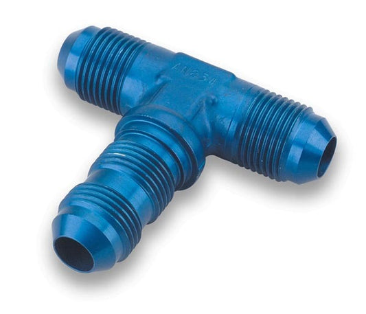 Fitting - Bulkhead Tee - 3 An Male x 3 AN Male x 3 AN Male Bulkhead - Aluminum - Blue Anodized - Each