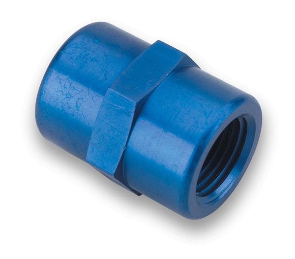 Fitting - Adapter - Straight - 1/2 in NPT Female to 1/2 in NPT Female - Aluminum - Blue Anodized - Each