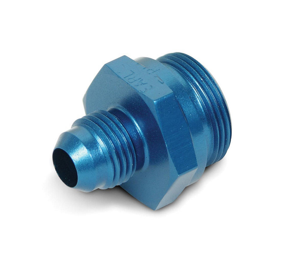 Carburetor Inlet Fitting - Straight - 6 AN Male to 7/8-20 in Male - Aluminum - Blue Anodized - Holley Carburetors - Each