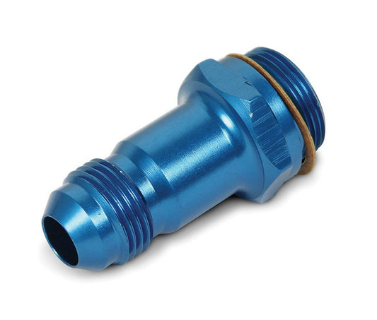 Carburetor Inlet Fitting - Straight - 8 AN Male to 7/8-20 in Male - Aluminum - Blue Anodized - Holley Carburetors - Each