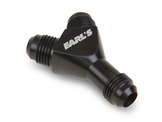 Fitting - Y Block - 6 AN Male Inlet - Dual 6 AN Male Outlets - Aluminum - Black Anodized - Each