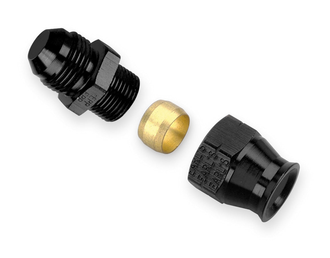 Fitting - Tube End - Straight - 8 AN Male to 3/8 in Tubing - Aluminum - Black Anodized - Each