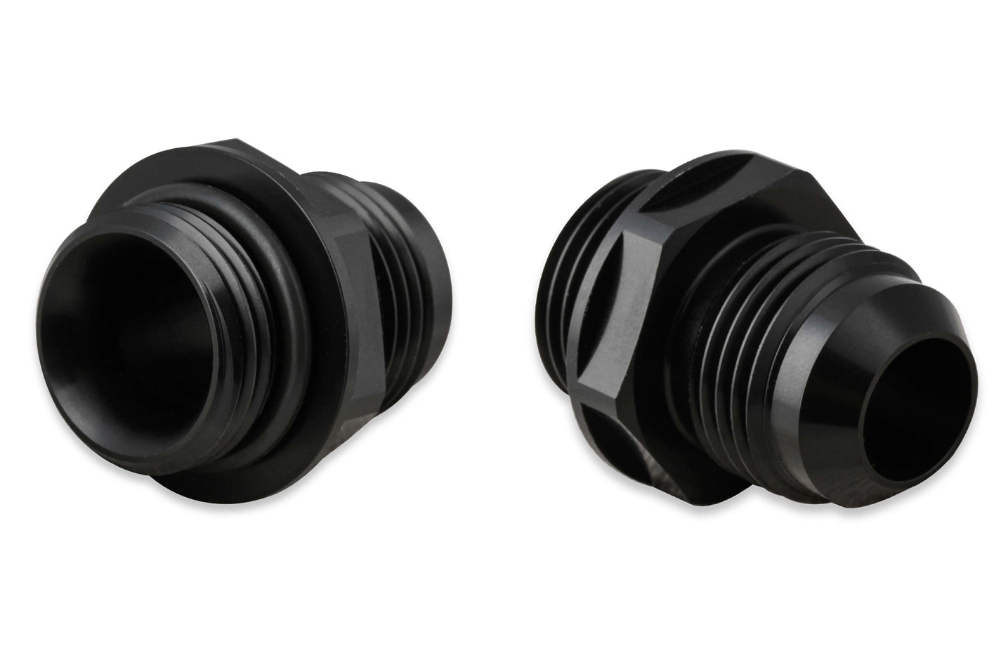 Fitting - Adapter - Straight - 10 AN Male to 10 AN Male O-Ring - Aluminum - Black Anodized - Pair