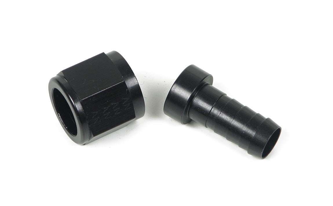 Fitting - Hose End - Ano-Tuff - Auto-Mate - Straight - 8 AN Hose Barb to 8 AN Female - Aluminum - Black Anodized - Each