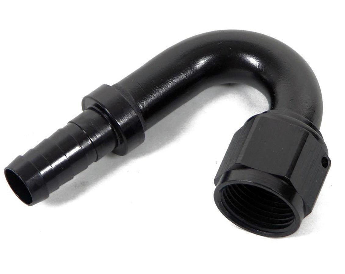 Fitting - Hose End - Auto-Crimp - 150 Degree - 16 AN Hose Bard to 16 AN Female - Aluminum - Black Anodized - Each