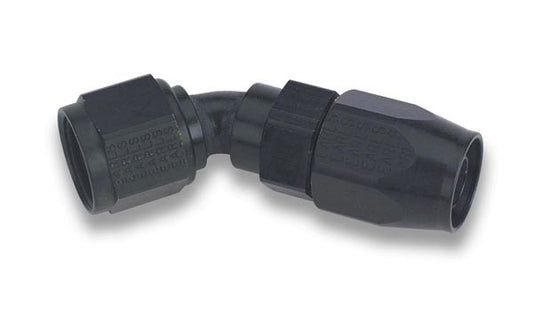 Fitting - Hose End - Ano-Tuff - Swivel-Seal - 45 Degree - 8 AN Hose to 8 AN Female Swivel - Aluminum - Black Anodized - Each