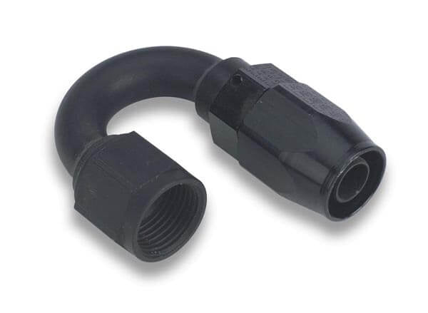 Fitting - Hose End - Ano-Tuff - Swivel-Seal - 180 Degree - 8 AN Hose to 8 AN Female Swivel - Aluminum - Black Anodized - Each