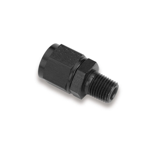 Fitting - Adapter - Straight - 10 AN Female Swivel to 1/2 in NPT Male - Aluminum - Black Anodized - Each