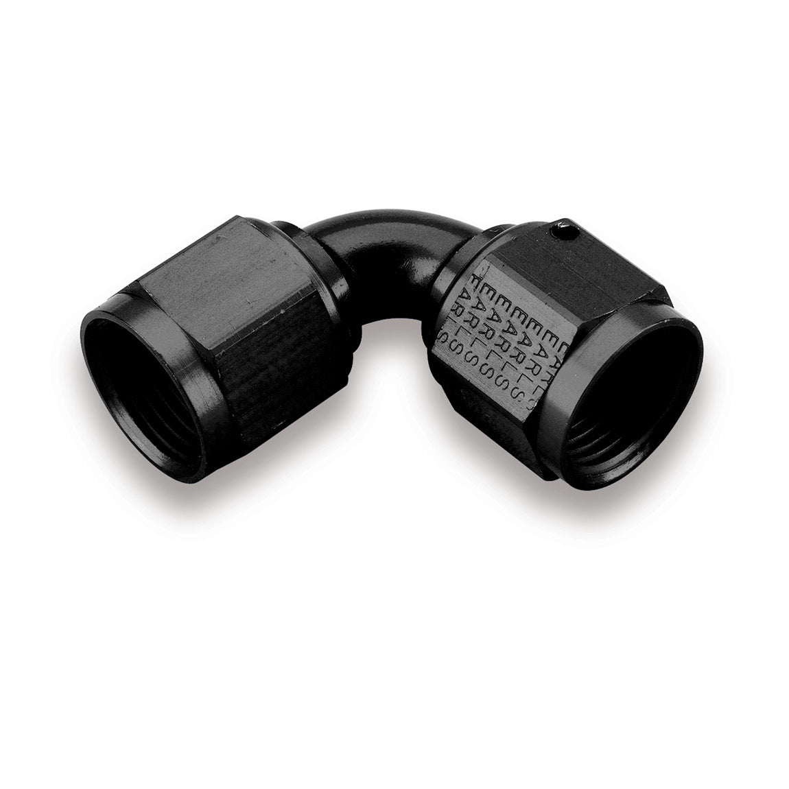 Fitting - Adapter - 90 Degree - 6 AN Female Swivel to 6 AN Female Swivel - Aluminum - Black Anodized - Each