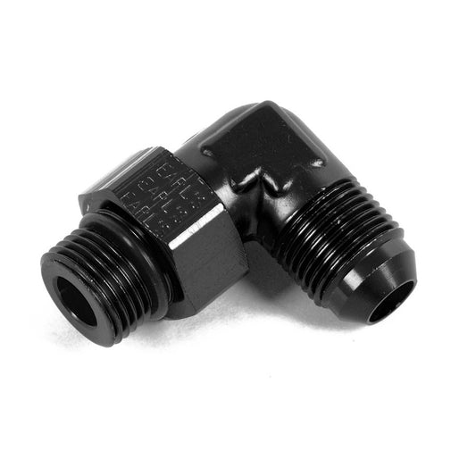 Fitting - Adapter - 90 Degree - 10 AN Male to 10 AN Male O-Ring - Aluminum - Black Anodized - Each