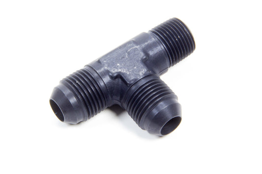 Fitting - Adapter Tee - 8 AN Male x 8 AN Male x 3/8 in NPT Male - Aluminum - Black Anodized - Each