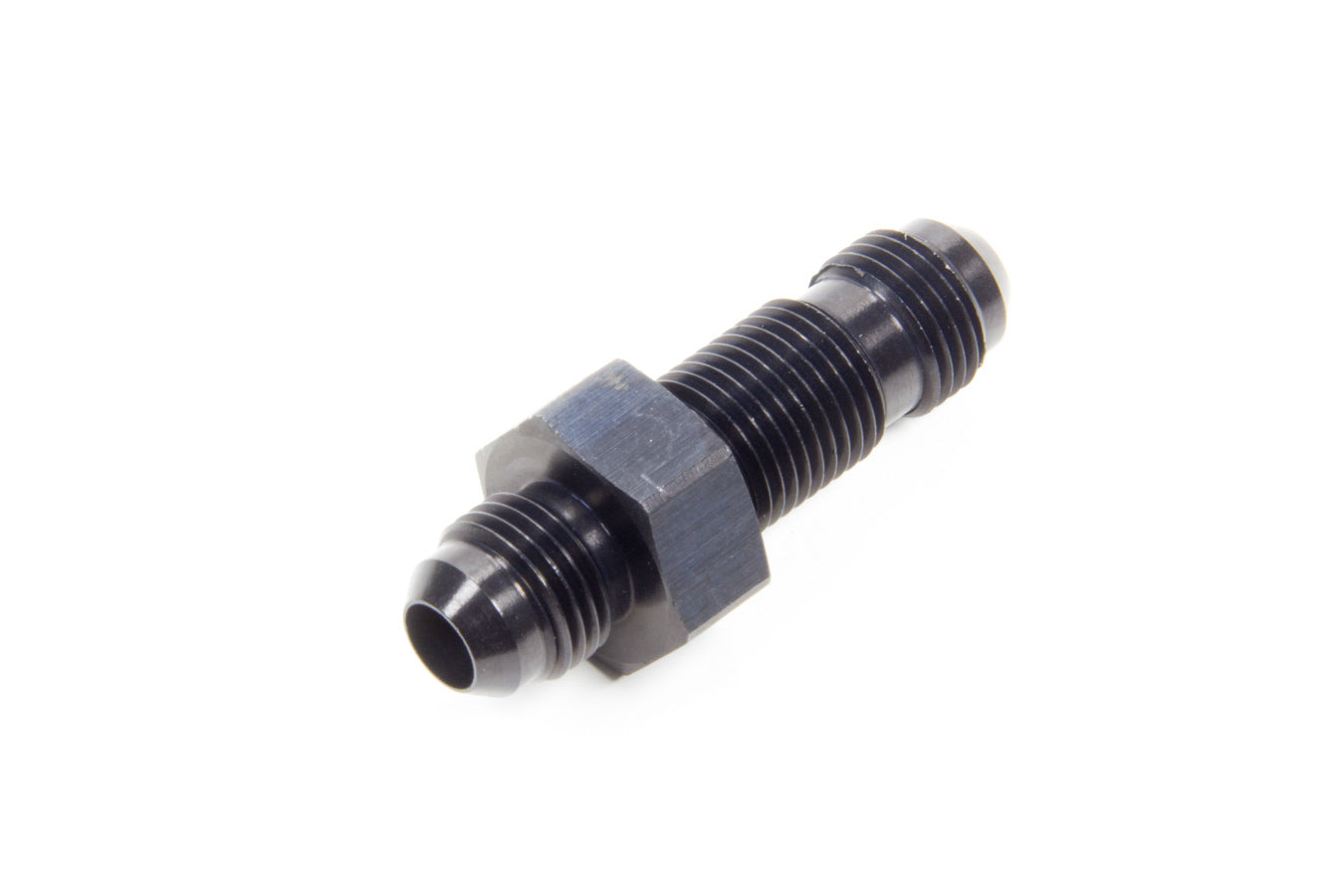 Fitting - Bulkhead - Straight - 6 AN Male to 6 AN Male Bulkhead - Aluminum - Black Anodized - Each