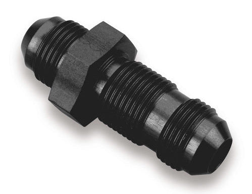 Fitting - Bulkhead - Straight - 12 AN Male to 12 AN Male Bulkhead - Aluminum - Black Anodized - Each