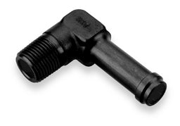 Fitting - Adapter - 90 Degree - 1/2 in NPT Male to 5/8 in Hose Barb - Aluminum - Black Anodized - Each