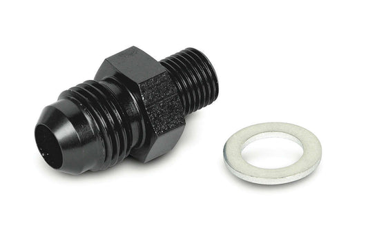 Fitting - Adapter - Straight - 6 AN Male to 10 mm x 1.00 Male - Crush Washer - Aluminum - Black Anodized - Each
