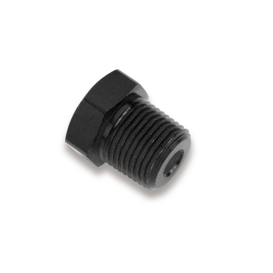 Fitting - Plug - 1/2 in NPT - Hex Head - Aluminum - Black Anodized - Each