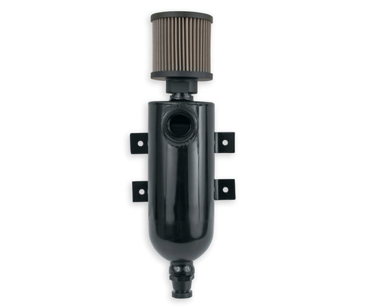 Breather Tank - Bolt-On - 3.15 in Diameter x 13.25 in Tall - 0.75 L - 12 AN Female O-Ring Inlet - Valve Drain - Breather Included - Aluminum - Natural - Each