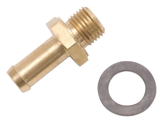 Carburetor Inlet Fitting - Straight - 1/2-20 in Male to 3/8 in Hose Barb - Brass - Natural - Edelbrock 94 Series - Each