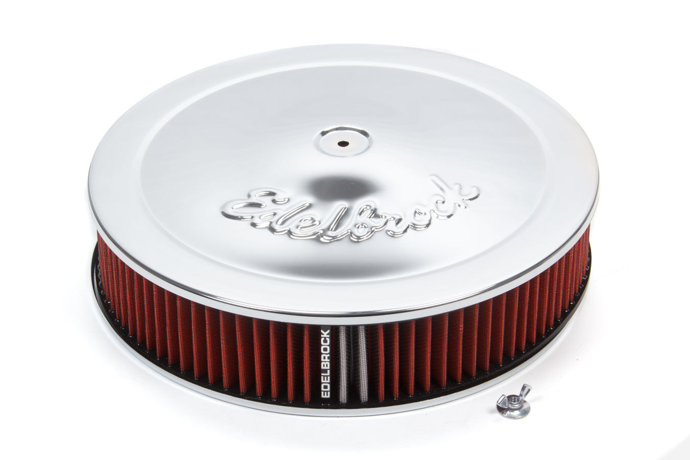 Air Cleaner Assembly - Pro-Flo - 14 in Round - 3 in Tall - 5-1/8 in Carb Flange - Drop Base - Red Cotton - Steel - Chrome - Kit