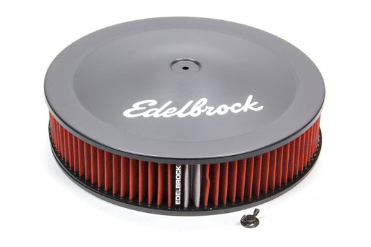 Air Cleaner Assembly - Pro-Flo - 14 in Round - 3 in Tall - 5-1/8 in Carb Flange - Drop Base - Red Cotton - Steel - Black Powder Coat - Kit