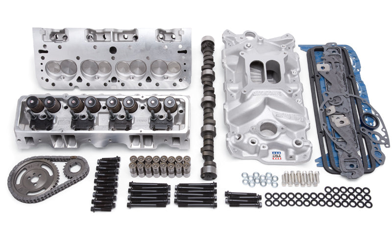 Top End Kit - Power Package - Cylinder Heads / Camshaft / Gaskets / Hardware / Intake Manifold / Lifters / Timing Set - Aluminum - Natural - Small Block Chevy - Kit