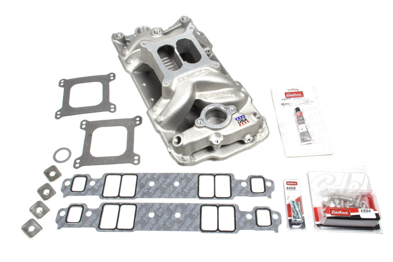 Intake Manifold - RPM Air Gap - Square Bore - Dual Plane - Gaskets / Hardware - Aluminum - Natural - Small Block Chevy - Kit