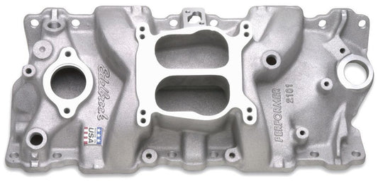 Intake Manifold - Performer 86 and Earlier - Spread / Square Bore - Dual Plane - Aluminum - Natural - Small Block Chevy - Each