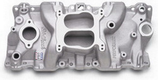 Intake Manifold - Performer - Spread / Square Bore - Dual Plane - Aluminum - Natural - Small Block Chevy - Each